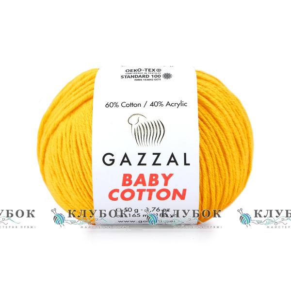 Пряжа Gazzal «Baby Cotton \ Беби Коттон » Турция №3417(ярко желтый)