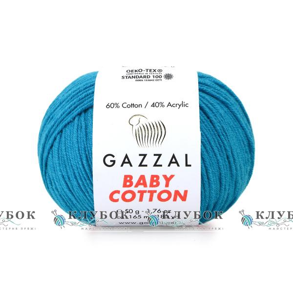 Пряжа Gazzal "Baby Cotton \ Бебі Коттон" Туреччина №3428(темна бірюза)