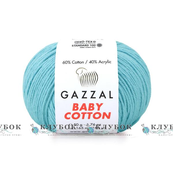 Пряжа Gazzal "Baby Cotton \ Бебі Коттон" Туреччина №3451(блакитный)