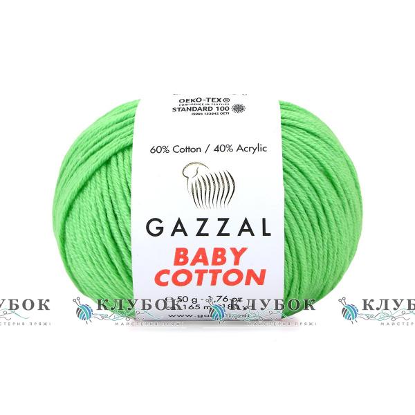Пряжа Gazzal "Baby Cotton \ Бебі Коттон" Туреччина №3466(світло зелений)