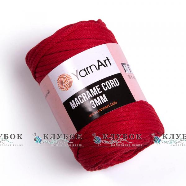 Трикотажна пряжа YarnArt _MACRAME CORD - Макраме Корд 3мм   №773(червоний)