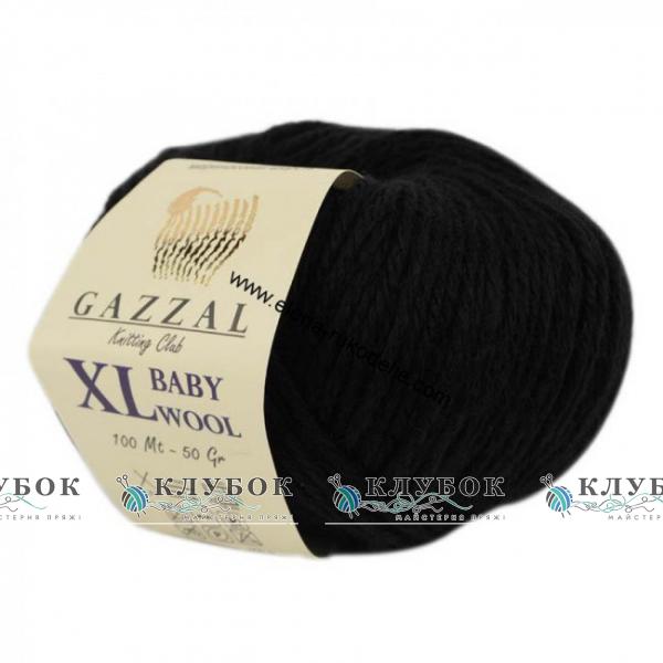 Пряжа полушерсть Gazzal «Baby Wool XL / Беби Вул XL» Турция № 803(черный)
