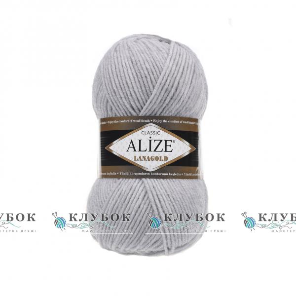 Пряжа полушерсть Alize «LanaGold / ЛанаГолд» Турция №684(пепельный)