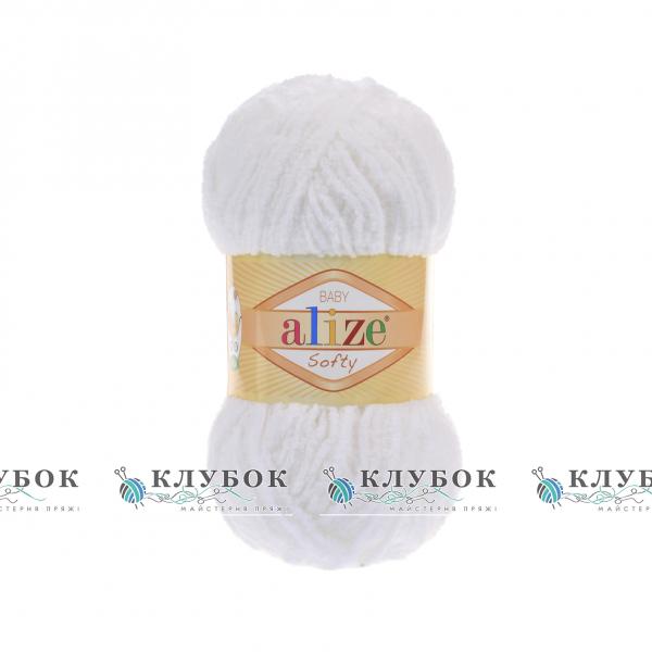 Плюшевая пряжа Alize «Softy / Софти»  №55(белый)