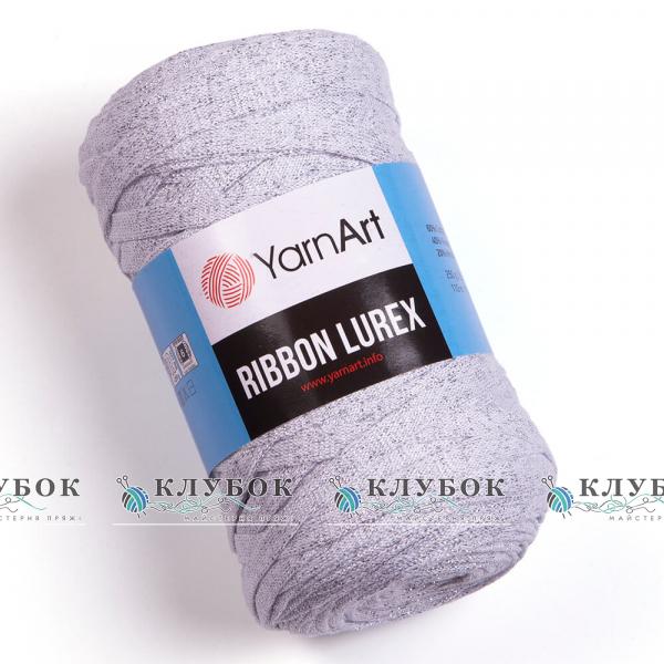 Трикотажна пряжа YarnArt "Ribbon / Рібон"  №720(білий  з люрексом)