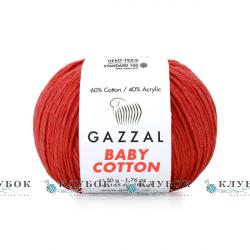Пряжа Gazzal "Baby Cotton \ Бебі Коттон" Туреччина №3418(червоний корал)