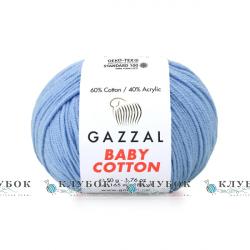 Пряжа Gazzal "Baby Cotton \ Бебі Коттон" Туреччина №3423(небесний)