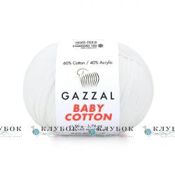 Пряжа Gazzal "Baby Cotton \ Бебі Коттон" Туреччина №3432(білий)