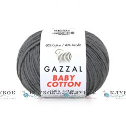 Пряжа Gazzal "Baby Cotton \ Бебі Коттон" Туреччина №3450(темно сірий)