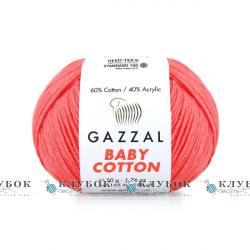 Пряжа Gazzal "Baby Cotton \ Бебі Коттон" Туреччина №3460(корал)