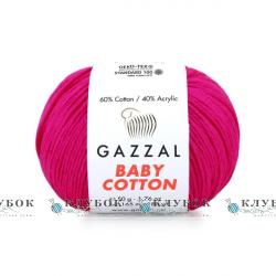 Пряжа Gazzal "Baby Cotton \ Бебі Коттон" Туреччина №3461(фуксія)