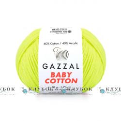 Пряжа Gazzal "Baby Cotton \ Бебі Коттон" Туреччина №3462(жовтий неон)
