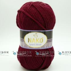 Пряжа напіввовна Nako "Sport Wool / Спорт Вул" Туреччина №6592(бордовий)