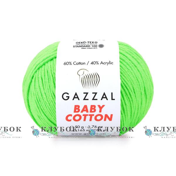 Пряжа Gazzal «Baby Cotton \ Беби Коттон » Турция №3427(салатовый)