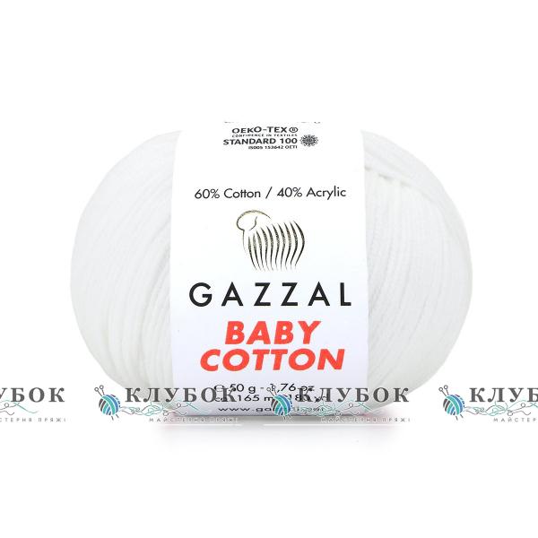 Пряжа Gazzal «Baby Cotton \ Беби Коттон » Турция №3432(белый)