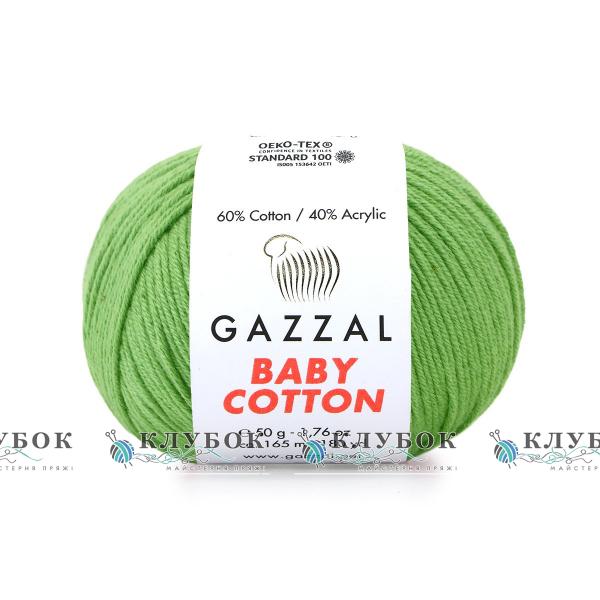 Пряжа Gazzal «Baby Cotton \ Беби Коттон » Турция №3448(зеленый)