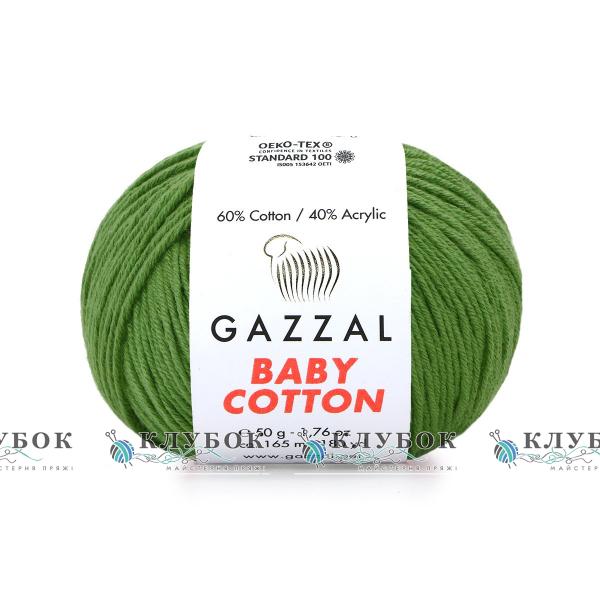 Пряжа Gazzal «Baby Cotton \ Беби Коттон » Турция №3449(трава)