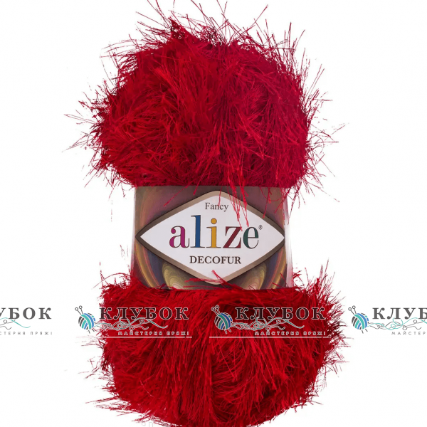 Пряжа Alize «Decofur / Декофур» Турция №56(красный)