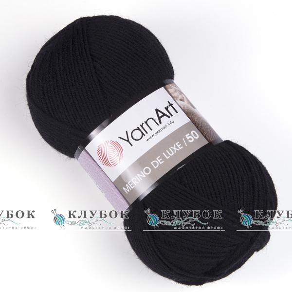 Пряжа полушерсть YarnArt «Merino de Luxe 50 / Мерино де Люкс 50» Турция №585(черный)