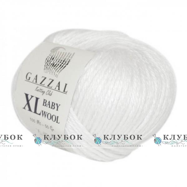 Пряжа напіввовна Gazzal "Baby Wool XL / Бебі Вул XL" Туреччина №801(белый)