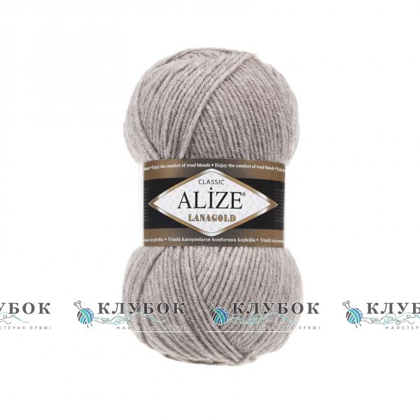 Пряжа полушерсть Alize «LanaGold / ЛанаГолд» Турция №207(светло коричневий меланж)
