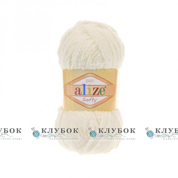 Плюшевая пряжа Alize «Softy / Софти» №62(молочный)