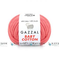 Пряжа Gazzal «Baby Cotton \ Беби Коттон » Турция №3435(яркий коралл)