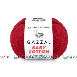 Пряжа Gazzal "Baby Cotton \ Бебі Коттон" Туреччина №3439(рубін)