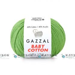 Пряжа Gazzal «Baby Cotton \ Беби Коттон » Турция №3448(зеленый)