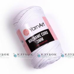Трикотажная пряжа YarnArt _MACRAME CORD - Макраме Корд 3мм   №751(белый)