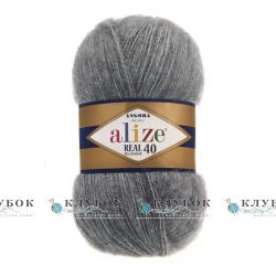 Пряжа Alize "Angora Real 40 / Ангора Реал 40" Туреччина №182(сірий меланж)