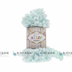 Плюшева пряжа Alize «Puffy / Пуффі» №15(водяна зелень)