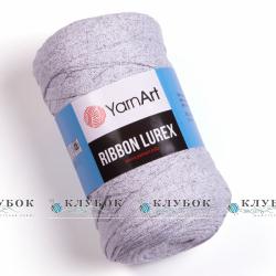 Трикотажная пряжа YarnArt «Ribbon / Рибон»  №720(белый с люрексом)